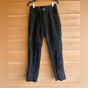 AR BLACK SUEDE LEATHER HIGH RISE WOMEN’S PANTS, SIZE 6 EUC
